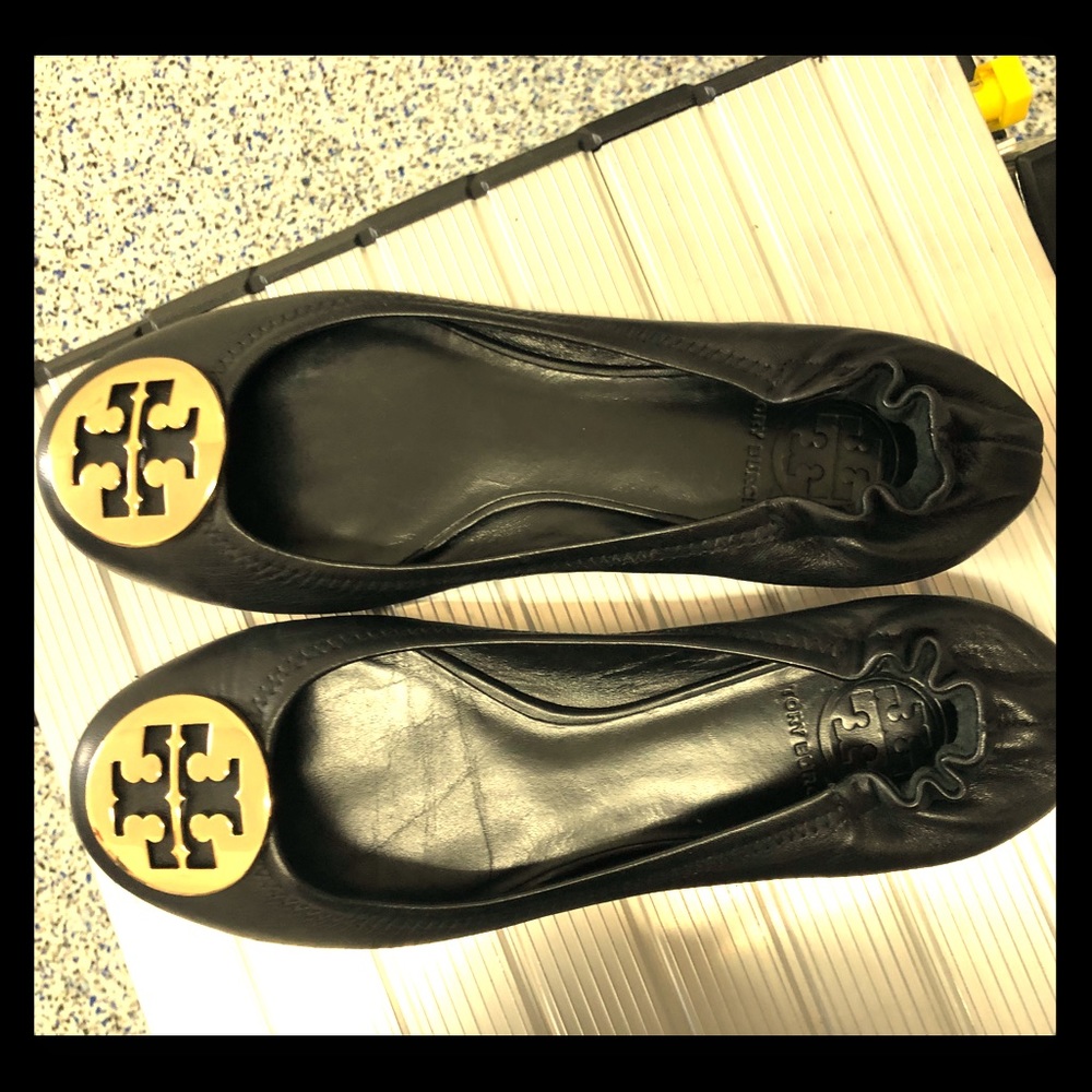 Tory Burch Reva Flats with Gold Medallion
